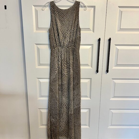 Banana Republic Sleeveless Printed Maxi Dress Brown Animal Print | Size 6 - Picture 3 of 4